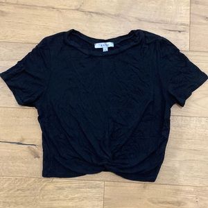 Women’s black short sleeve twist bottom crop top - small